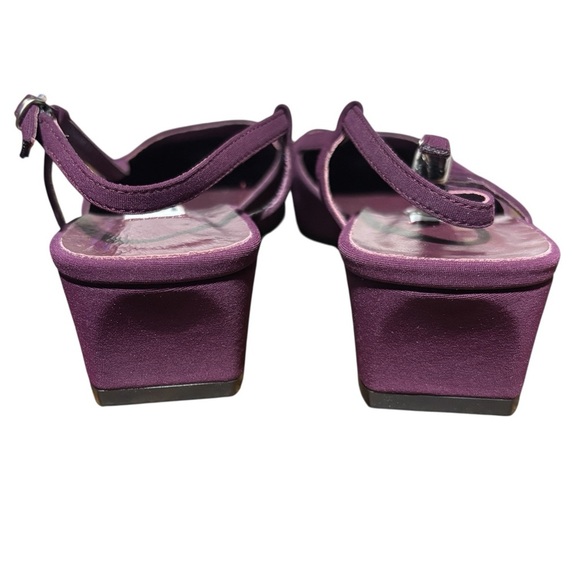 Talbots Fabric Block Heel Almond Toe Sling Back Leather Sole Size 7.5M Italy - Picture 4 of 8